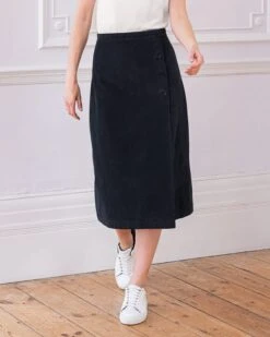 Organic Cotton Corduroy Wrap Skirt -Wear Luxe Shop 105085