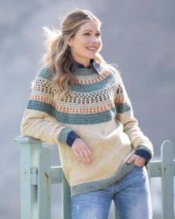 Float Stitch Yoke Donegal Sweater -Wear Luxe Shop 106148