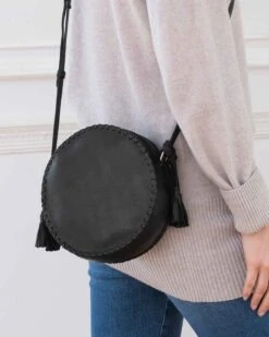 Leather Round Cross Body Bag
