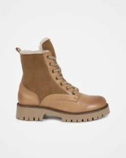 Leather & Shearling Ankle Boots -Wear Luxe Shop 109681