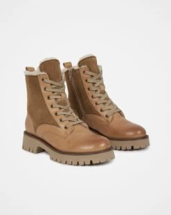 Leather & Shearling Ankle Boots -Wear Luxe Shop 109684