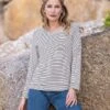 Pointelle Stripe Sweatshirt