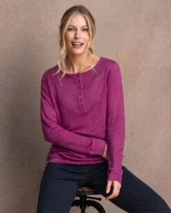Linen/Organic Cotton Henley Top -Wear Luxe Shop 124456 1