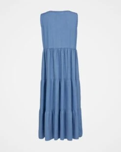 Chambray Tiered Midi Dress -Wear Luxe Shop 124924