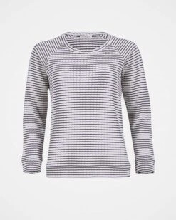 Pointelle Stripe Sweatshirt -Wear Luxe Shop 124985