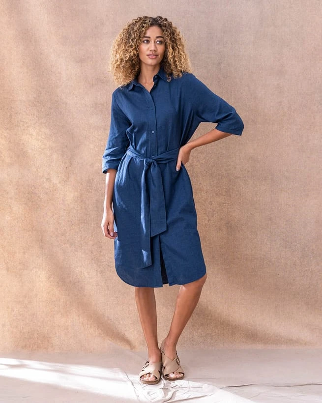 Linen/Cotton Shirt Dress 2 Linen/Cotton Shirt Dress - Image 2