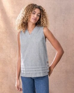 Organic Cotton/Linen Pleat Hem Top