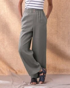 Linen Button Detail Pants -Wear Luxe Shop 125840
