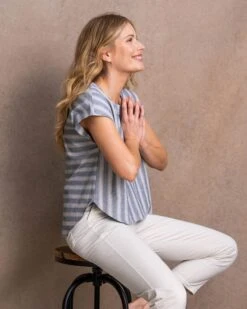 Organic Cotton/Linen Button Back Blouse -Wear Luxe Shop 126006