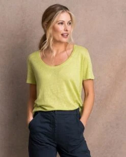 Linen/Organic Cotton Scoop Neck T-Shirt 6 Linen/Organic Cotton Scoop Neck T-Shirt -Wear Luxe Shop 126034