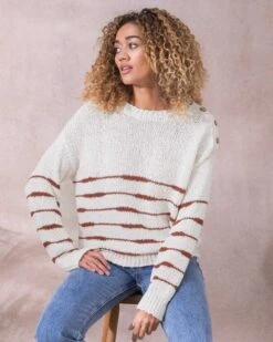 Drop Stitch Breton Sweater -Wear Luxe Shop 128372