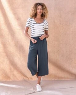 Linen Blend Cropped Pants -Wear Luxe Shop 128377