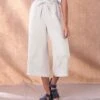 Linen Blend Cropped Pants