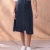 Linen Button Through Midi Skirt