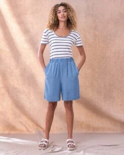 Chambray Shorts -Wear Luxe Shop 128411