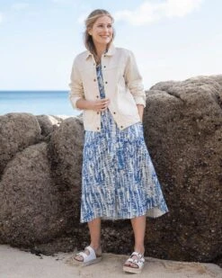 Linen Blend Button Through Dress -Wear Luxe Shop 128430