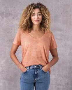Linen/Organic Cotton Scoop Neck T-Shirt 7 Linen/Organic Cotton Scoop Neck T-Shirt -Wear Luxe Shop 128434