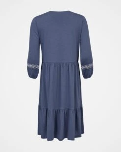 Organic Cotton Embroidered V Neck Jersey Dress -Wear Luxe Shop 128756