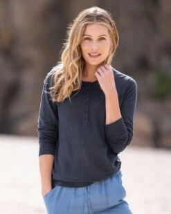 Linen/Organic Cotton Henley Top