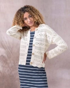 Cotton Crochet Stitch Cardigan -Wear Luxe Shop 128940