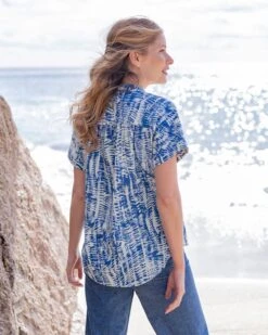 Linen Blend Button Through Blouse -Wear Luxe Shop 128958