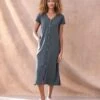 Organic Cotton Button Through Jersey Midi Dress