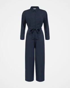 Linen Long Sleeve Jumpsuit -Wear Luxe Shop 128997