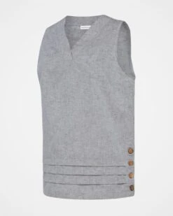 Organic Cotton/Linen Pleat Hem Top -Wear Luxe Shop 129025