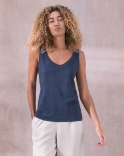 Organic Cotton V Neck Vest Top -Wear Luxe Shop 129716 1