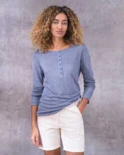 Linen/Organic Cotton Henley Top -Wear Luxe Shop 129726