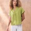 Linen Notch Neck Blouse