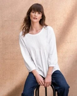 Organic Cotton Pintuck Jersey Top -Wear Luxe Shop 129865