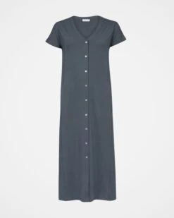 Organic Cotton Button Through Jersey Midi Dress -Wear Luxe Shop 130946
