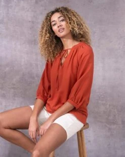 Ladder Trim Tie Neck Blouse 6 Ladder Trim Tie Neck Blouse -Wear Luxe Shop 131153