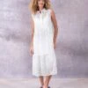 Broderie Sleeveless Midi Dress