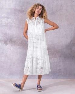 Broderie Sleeveless Midi Dress -Wear Luxe Shop 131155