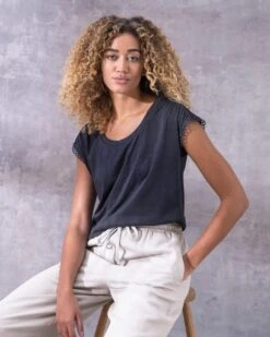 Organic Cotton Jersey Loop Trim Top -Wear Luxe Shop 131159 1