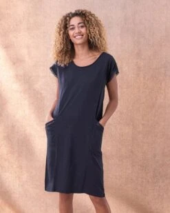 Organic Cotton Loop Trim Jersey Dress -Wear Luxe Shop 131169 1