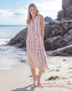 Striped Sleeveless Midi Dress