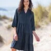 Linen Knee Length Swing Dress
