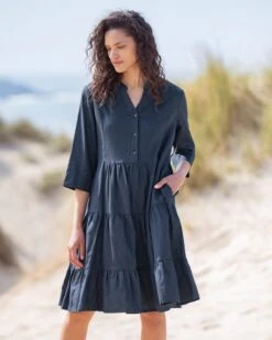 Linen Knee Length Swing Dress -Wear Luxe Shop 136879