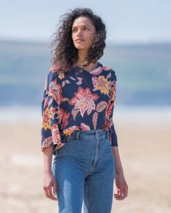 V Neck Printed Swing Top -Wear Luxe Shop 136885