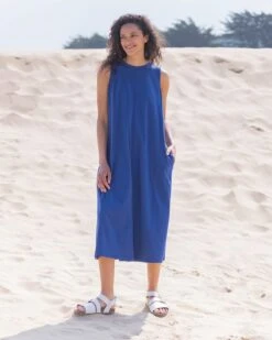 Organic Cotton Pleated Back Midi Dress -Wear Luxe Shop 136886