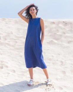 Organic Cotton Pleated Back Midi Dress