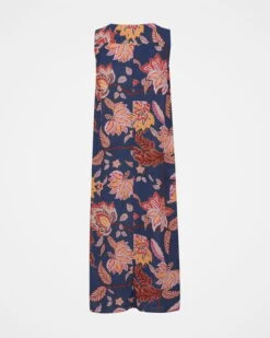 V Neck Printed Swing Midi Dress -Wear Luxe Shop 136902