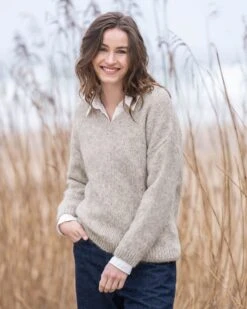 Alpaca Cotton V Neck Sweater -Wear Luxe Shop 137403