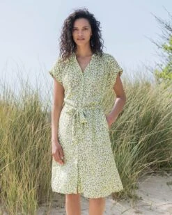 Button Through Knee Length Dress