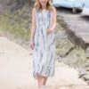 Printed Linen Sleeveless Midi Dress