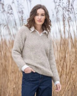 Alpaca Cotton V Neck Sweater -Wear Luxe Shop 142107 1