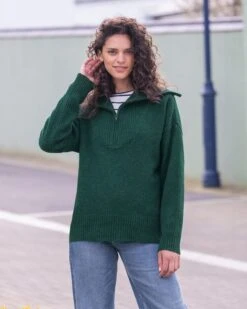 Flecked Zip Neck Sweater -Wear Luxe Shop 142140